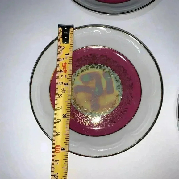 set of 4 Madonna 4 INCH  small Plate Luster Porcelain, Made in GDR Germany - Picture 3 of 5